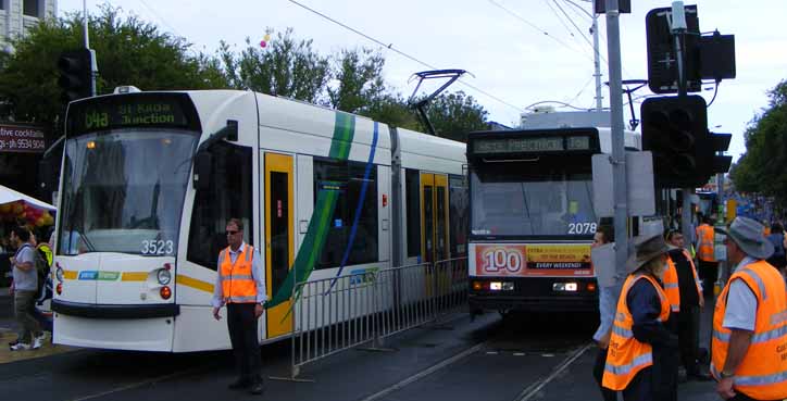 Yarra Trams Combino 3523 and B 2078